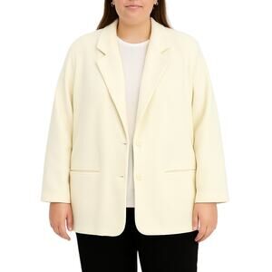 Lady Devon 1970s Vintage Union Made Cream White Blazer Jacket 2XL